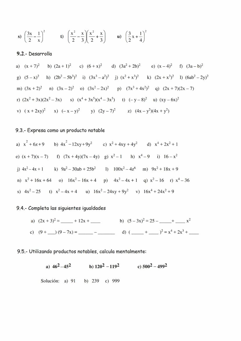 1.- Indica el coeficiente, parte literal y grado de estos monomios.
a) - 3x³y²z4 b) -5b²c³ c) x ¹5y
d) - 2xy
2.- Realiza las siguientes oper