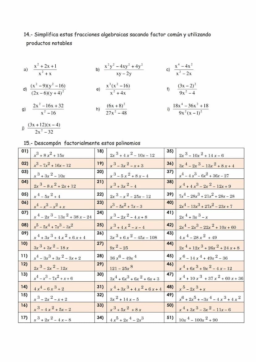 1.- Indica el coeficiente, parte literal y grado de estos monomios.
a) - 3x³y²z4 b) -5b²c³ c) x ¹5y
d) - 2xy
2.- Realiza las siguientes oper