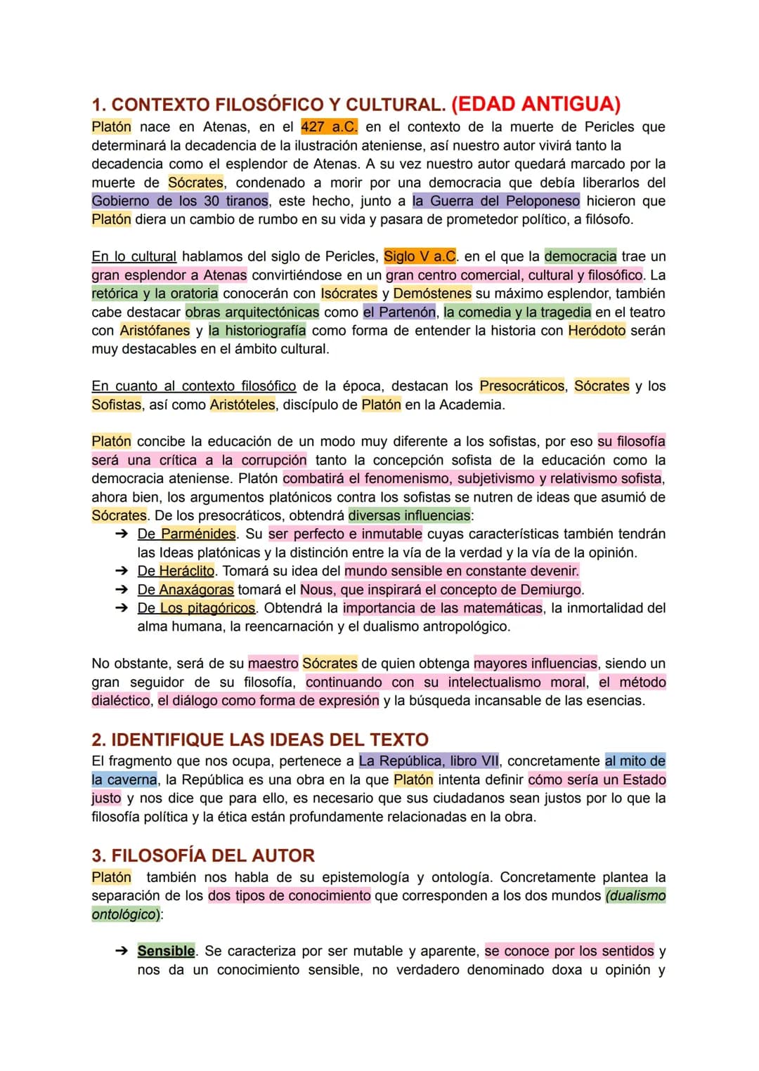 Resumen del Contexto Histórico y Filosófico de Platón y los Sofistas para 2º Bachillerato