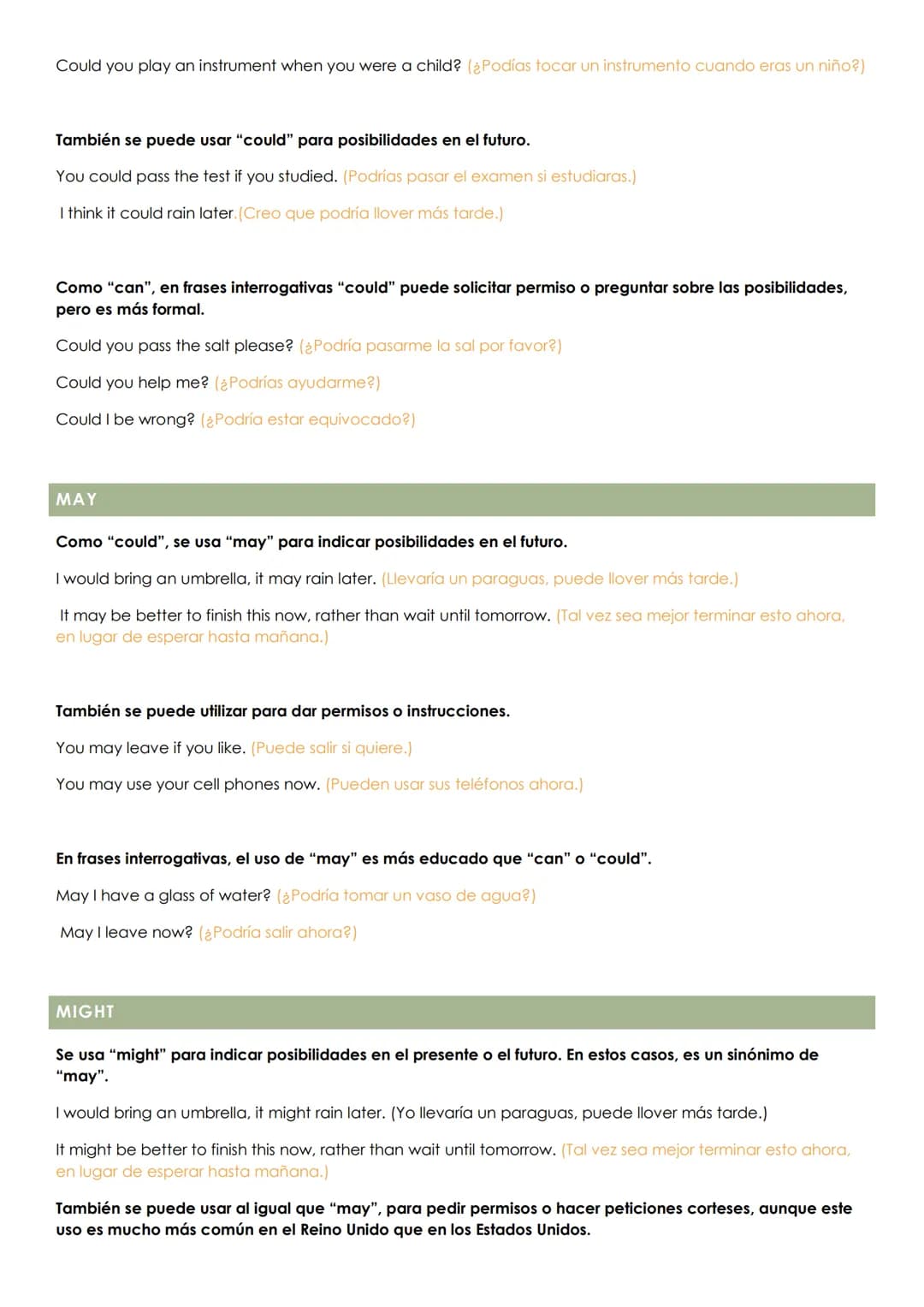 MODAL VERBS
Los verbos modales son verbos auxiliares que no pueden funcionar como un verbo principal, a diferencia
de los verbos auxiliares 