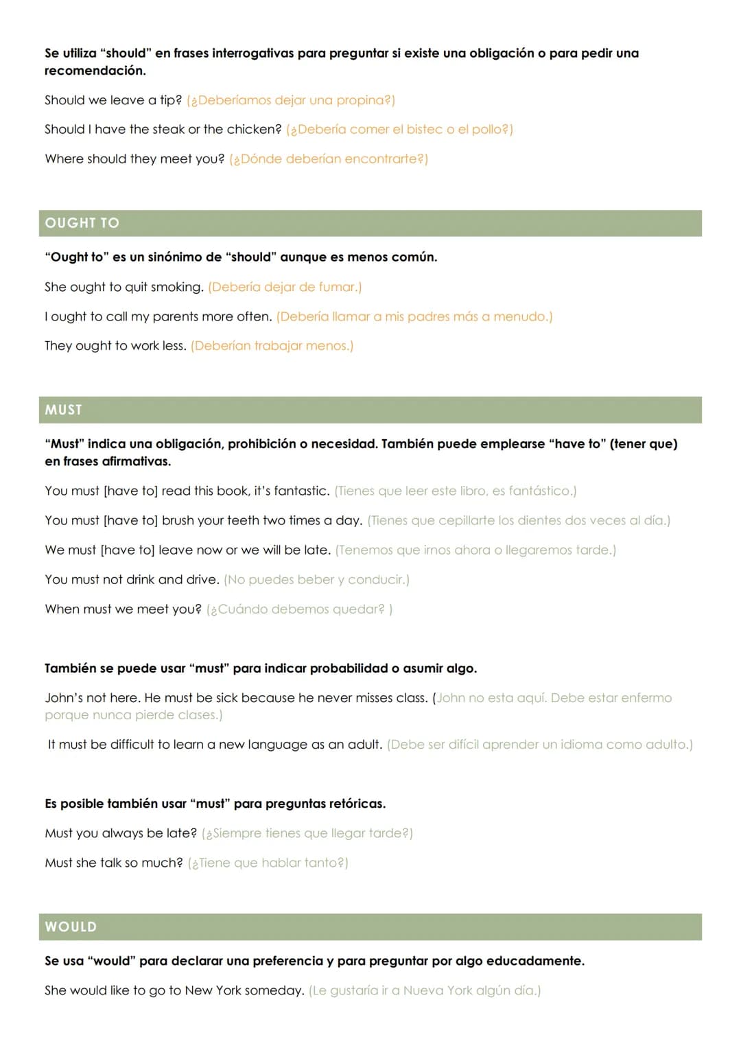 MODAL VERBS
Los verbos modales son verbos auxiliares que no pueden funcionar como un verbo principal, a diferencia
de los verbos auxiliares 