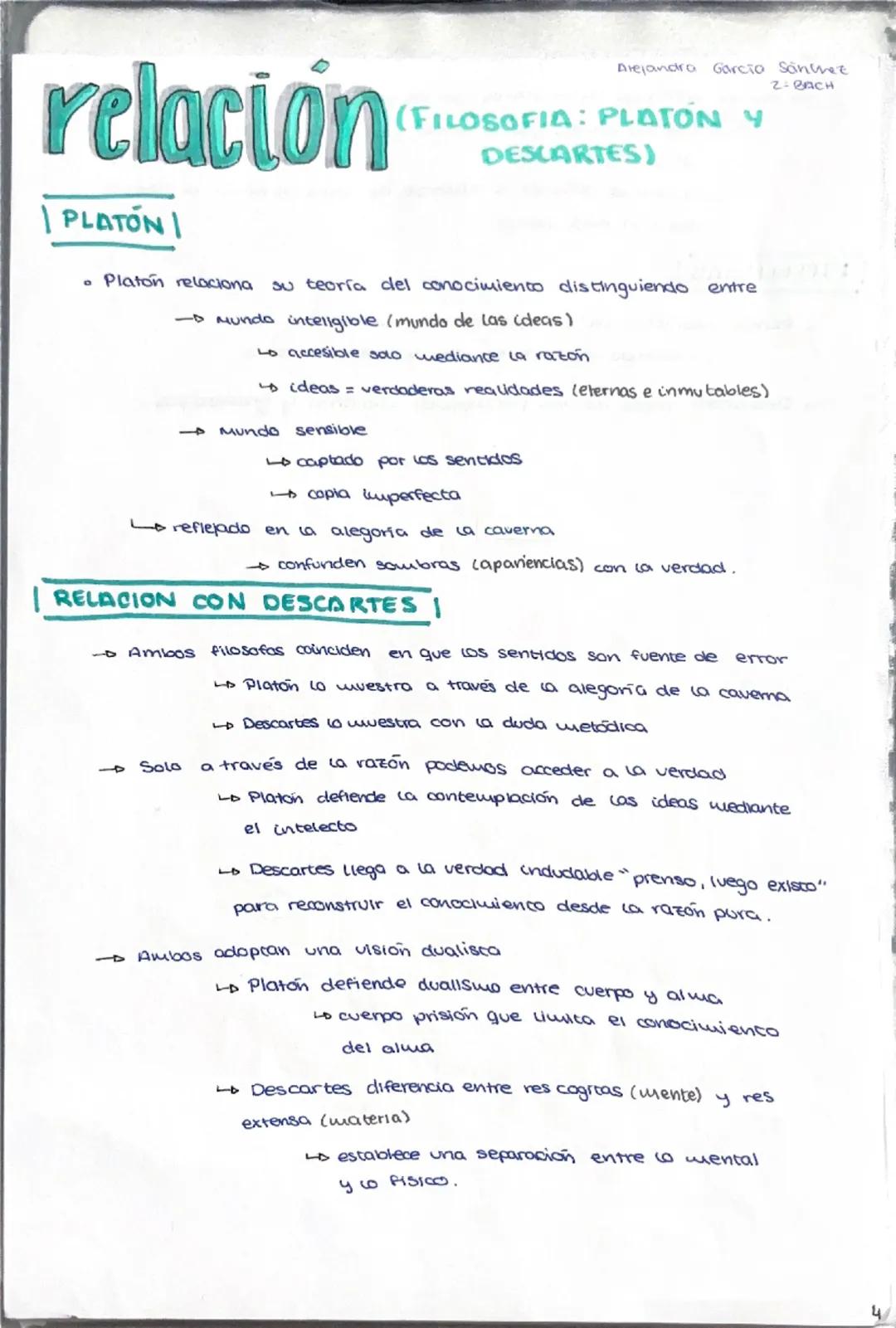 Comparación entre Platón y Descartes en Filosofía