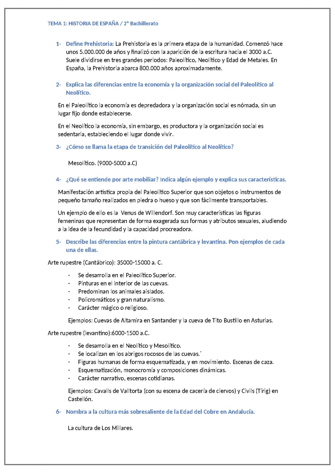Apuntes Historia de España 2º de Bachillerato - Tema 1 