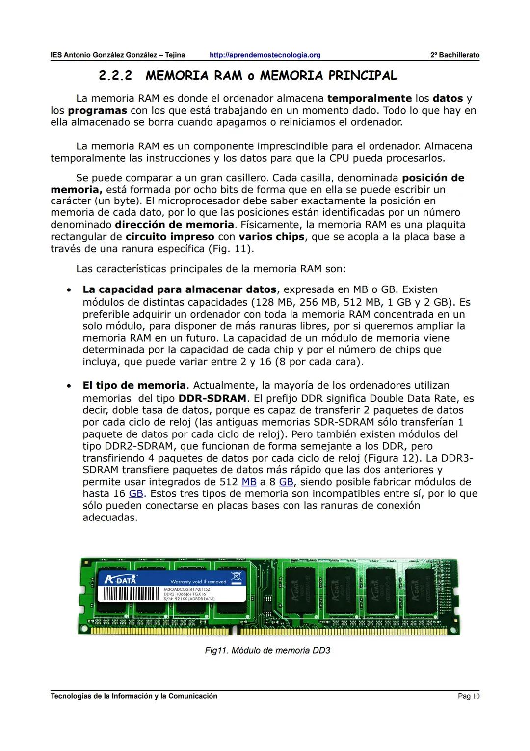 IES Antonio González González - Tejina
2º Bachillerato
ARQUITECTURA Y FUNCIONAMIENTO DEL ORDENADOR: Parte A
1. FUNCIONAMIENTO BÁSICO DEL ORD