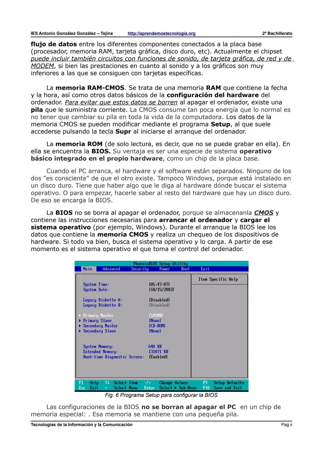 IES Antonio González González - Tejina
2º Bachillerato
ARQUITECTURA Y FUNCIONAMIENTO DEL ORDENADOR: Parte A
1. FUNCIONAMIENTO BÁSICO DEL ORD