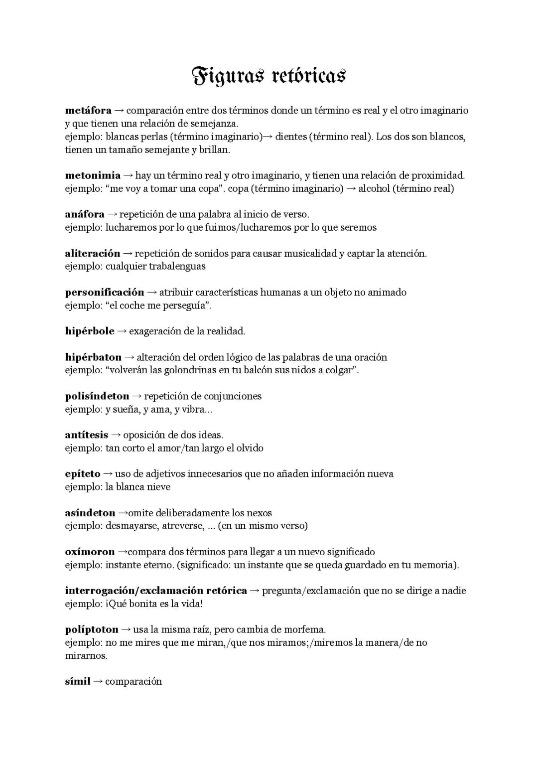 Figuras retóricas y tópicos literarios- Castellano, 1o de bachillerato