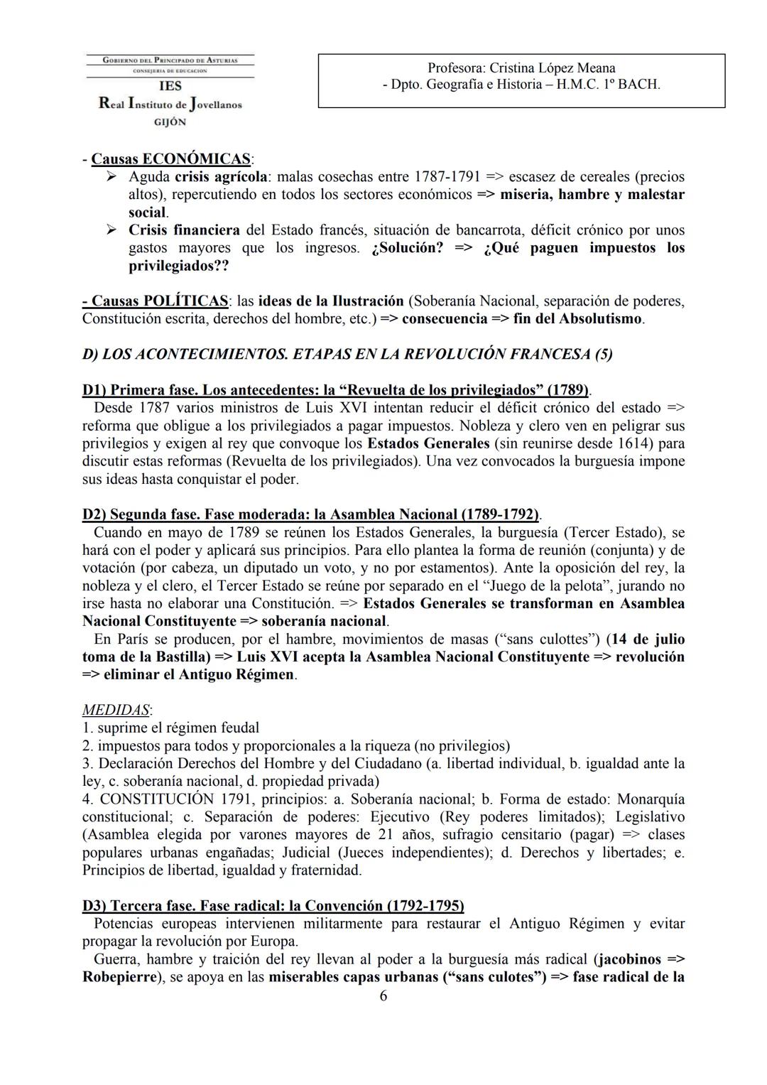 GOBIERNO DEL PRINCIPADO DE ASTURIAS
CONSEJERIA DE EDUCACION
IES
Real Instituto de Jovellanos
GIJÓN
Profesora: Cristina López Meana
- Dpto. G