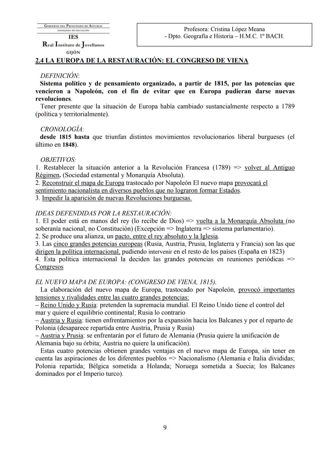 GOBIERNO DEL PRINCIPADO DE ASTURIAS
CONSEJERIA DE EDUCACION
IES
Real Instituto de Jovellanos
GIJÓN
Profesora: Cristina López Meana
- Dpto. G