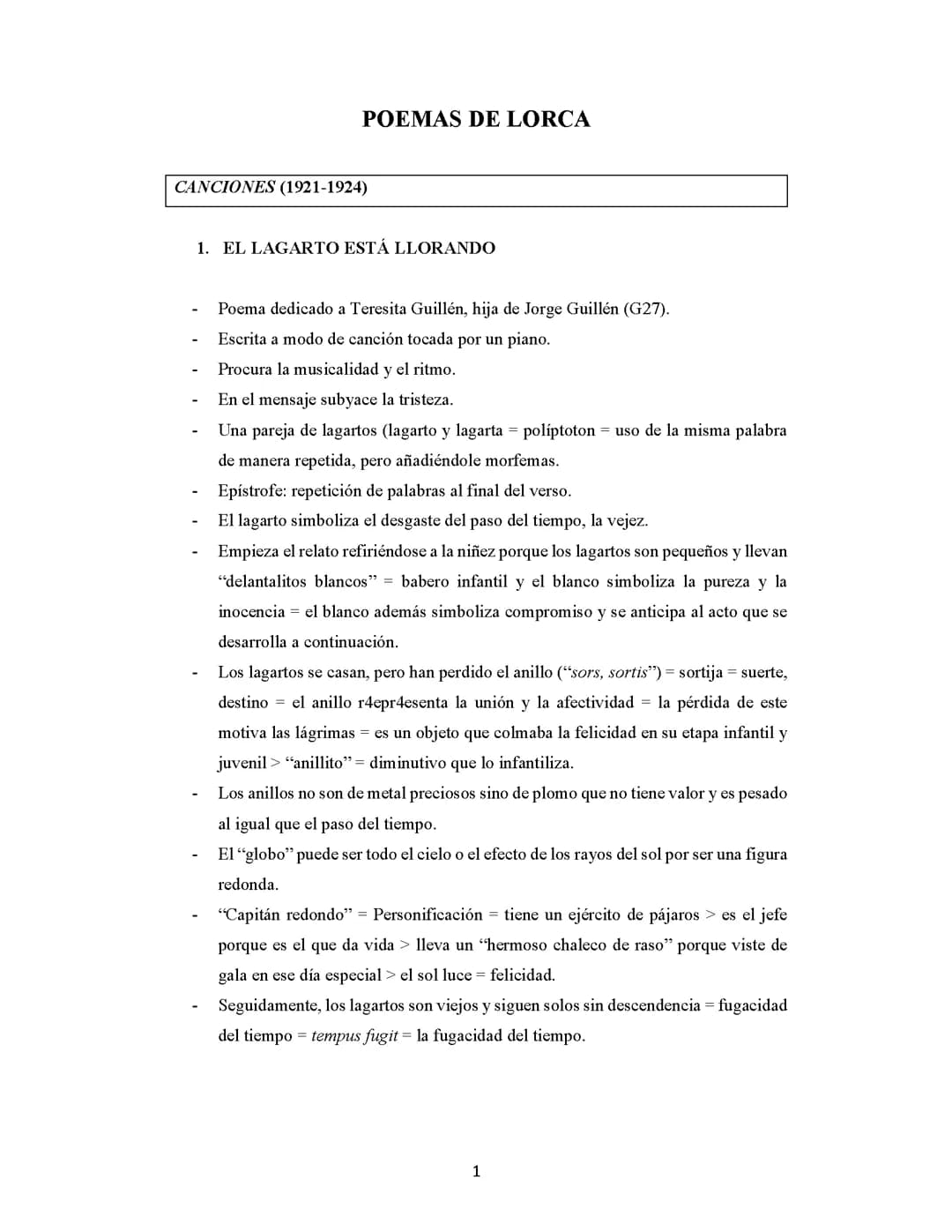 Poemas Analizados Lorca PAU