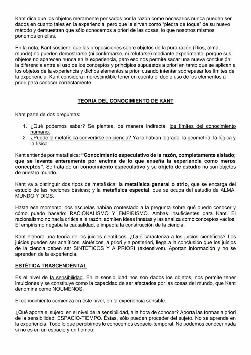 COMENTARIO KANT
A) El problema de la metafísica. “La metafísica, conocimiento especulativo...simples conceptos"
Kant, en este texto, en prim