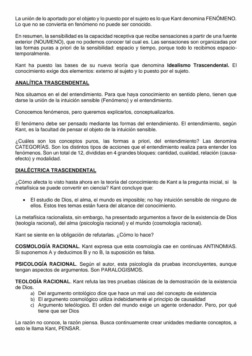 COMENTARIO KANT
A) El problema de la metafísica. “La metafísica, conocimiento especulativo...simples conceptos"
Kant, en este texto, en prim