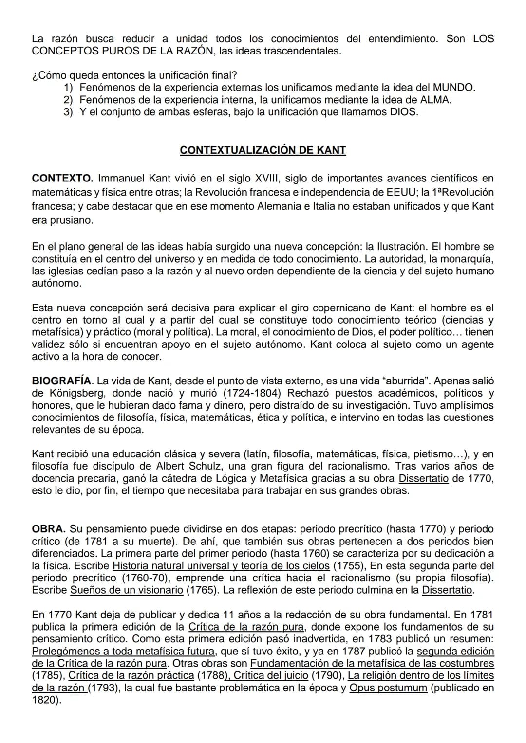 COMENTARIO KANT
A) El problema de la metafísica. “La metafísica, conocimiento especulativo...simples conceptos"
Kant, en este texto, en prim