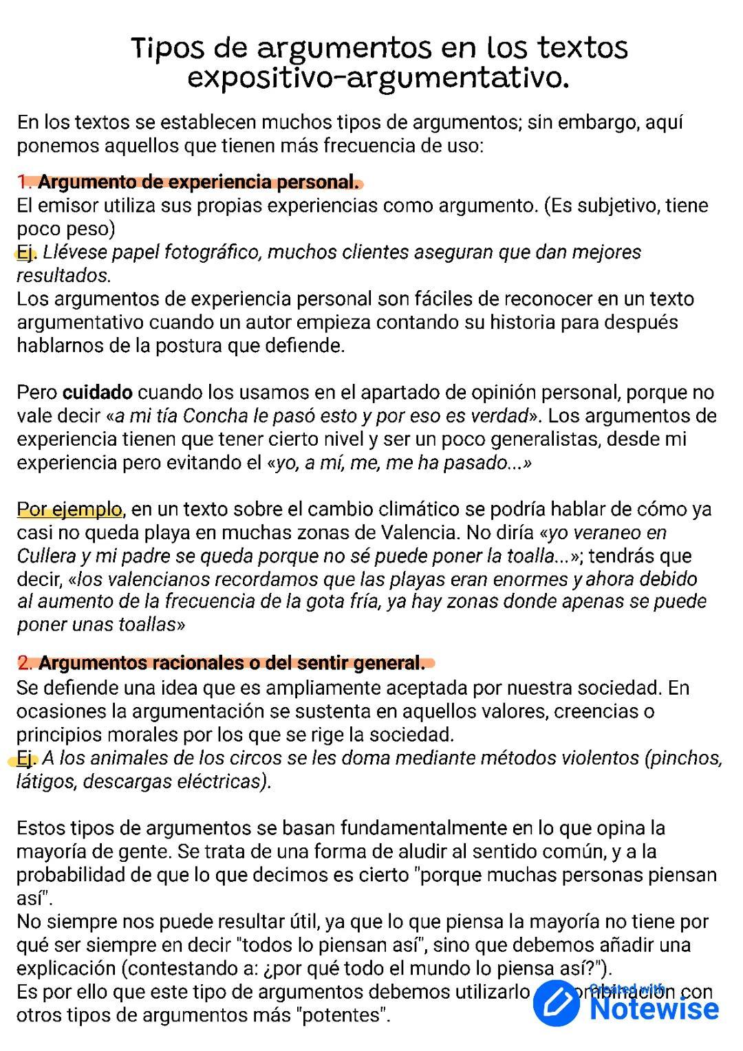 Tipos de argumentos comentario periodístico 