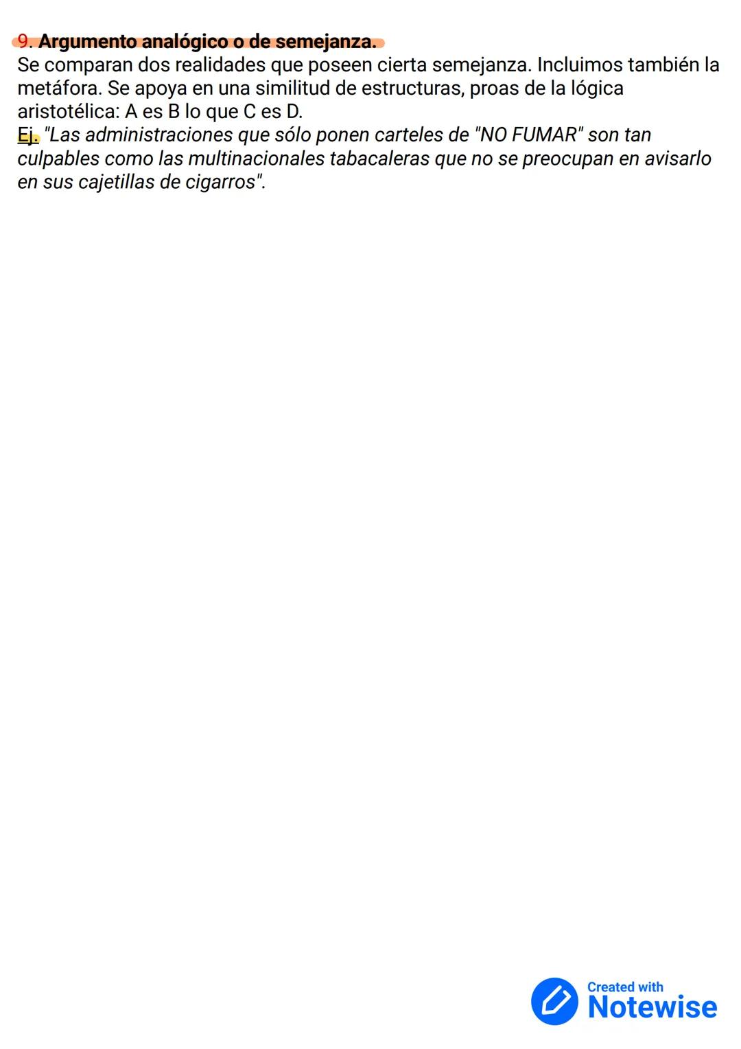 Tipos de argumentos en los textos
expositivo-argumentativo.
En los textos se establecen muchos tipos de argumentos; sin embargo, aquí
ponemo
