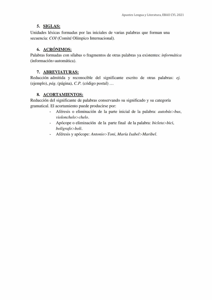 2.1 Definiciones:
1. LA PALABRA SIMPLE: LEXEMA Y MORFEMAS
●
●
●
MORFOLOGÍA
Apuntes Lengua y Literatura, EBAU CYL 2021
La palabra es una unid