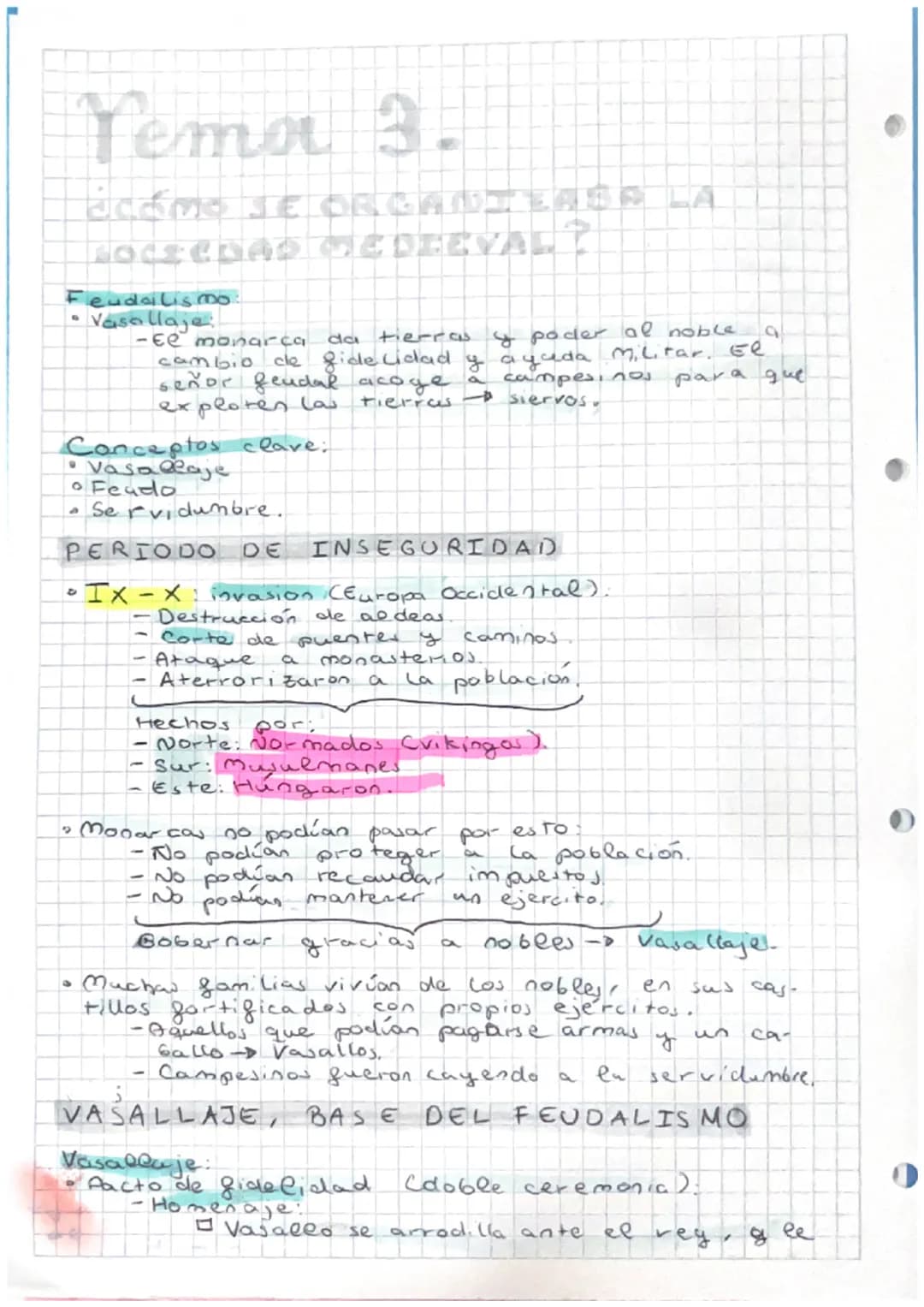 Tema 3.
ECÓMO SE ORGANTERSA LA
rock chao GOEDIEVAL
Feudalismo:
Vasallaje:
-El monarca cdca tierras
al
y poder al noble
cambio de fidelidad y