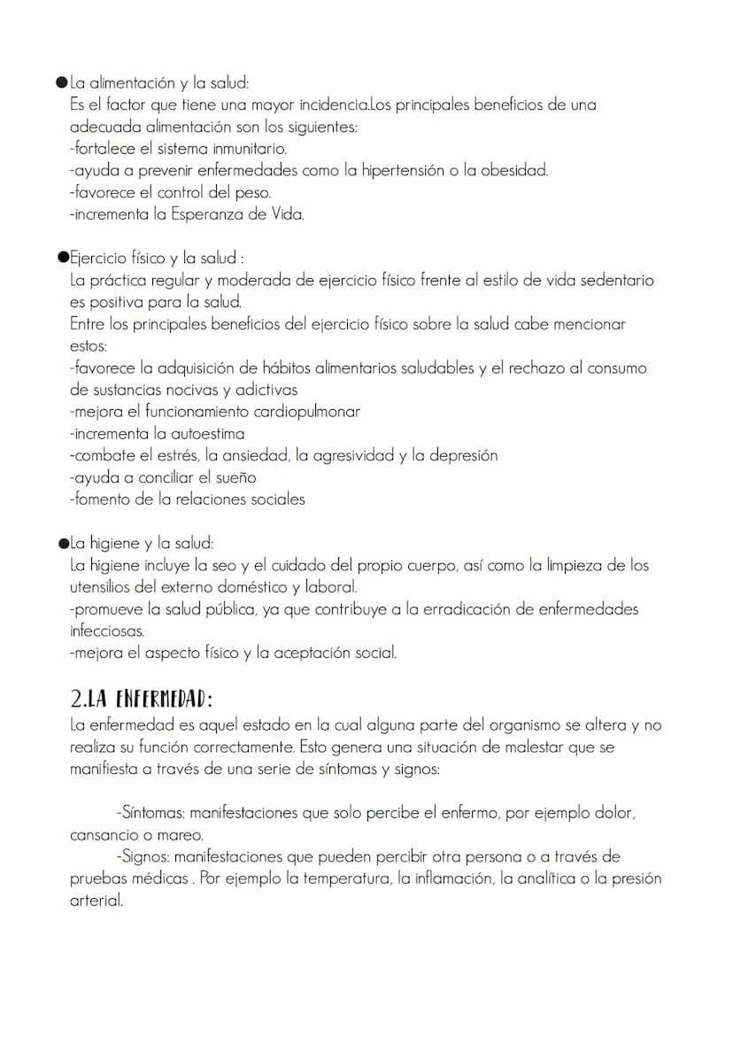 Tema 2 : La salud y la enfermedad
1.LA SALUD :
La salud es un estado de completo bienestar físico,mental y social y con ausencias de
enferme