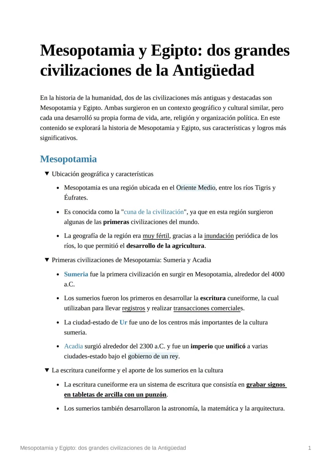 
<p>En la historia de la humanidad, dos de las civilizaciones más antiguas y destacadas son Mesopotamia y Egipto. Ambas surgieron en un cont
