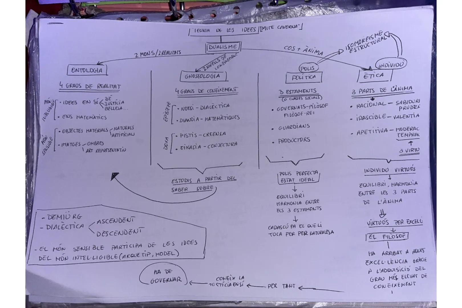 MON
INIFLLIGIBIE
NON
SENSIBLE
ONTOLOGIA
4 GRAUS DE REALITAT
• IDEES EN SÍ
ENS MATEMATICS
BE
JUSTÍCIA
BELLESA...
OBJECTES MATERIALS NATURALS
