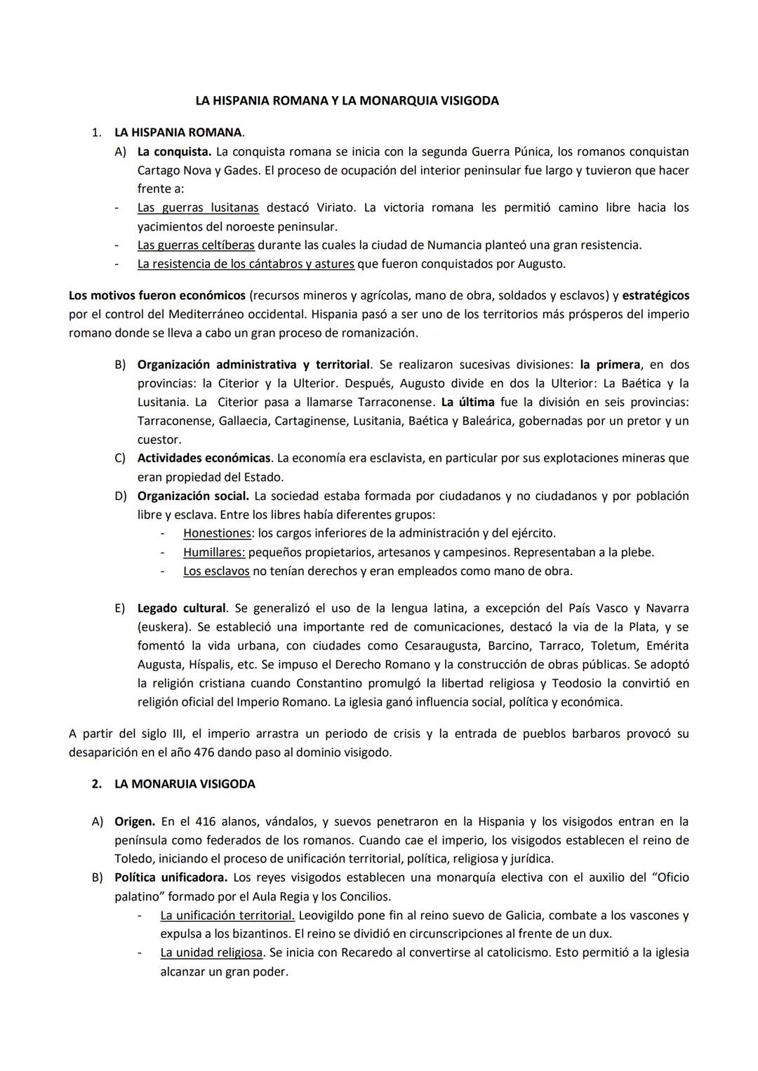 LA HISPANIA ROMANA Y LA MONARQUIA VISIGODA
1. LA HISPANIA ROMANA.
A)
La conquista. La conquista romana se inicia con la segunda Guerra Púnic