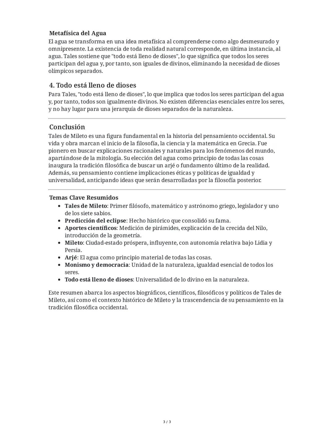 # Tales de Mileto: Resumen Extenso

## 1. Vida y Obra

### Origen y Contexto

Tales de Mileto (624-546/545 a.C.) es considerado uno de los p