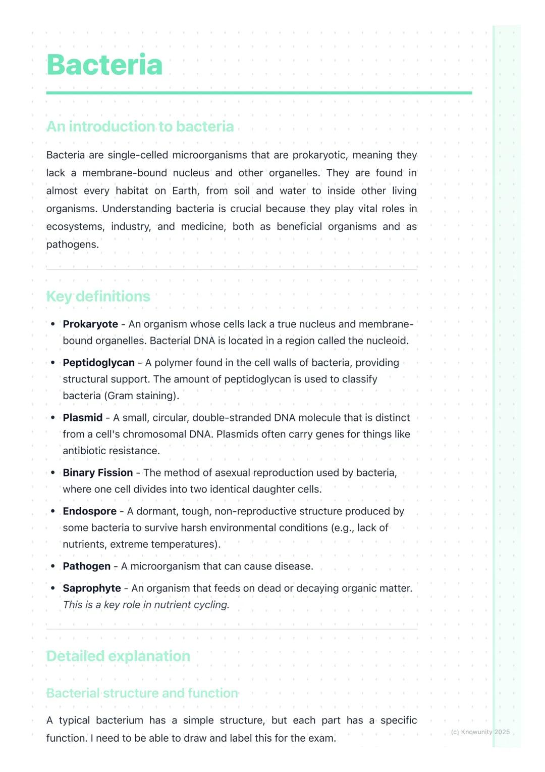 # Bacteria

An introduction to bacteria.

Bacteria are single-celled microorganisms that are prokaryotic, meaning they
lack a membrane-bound