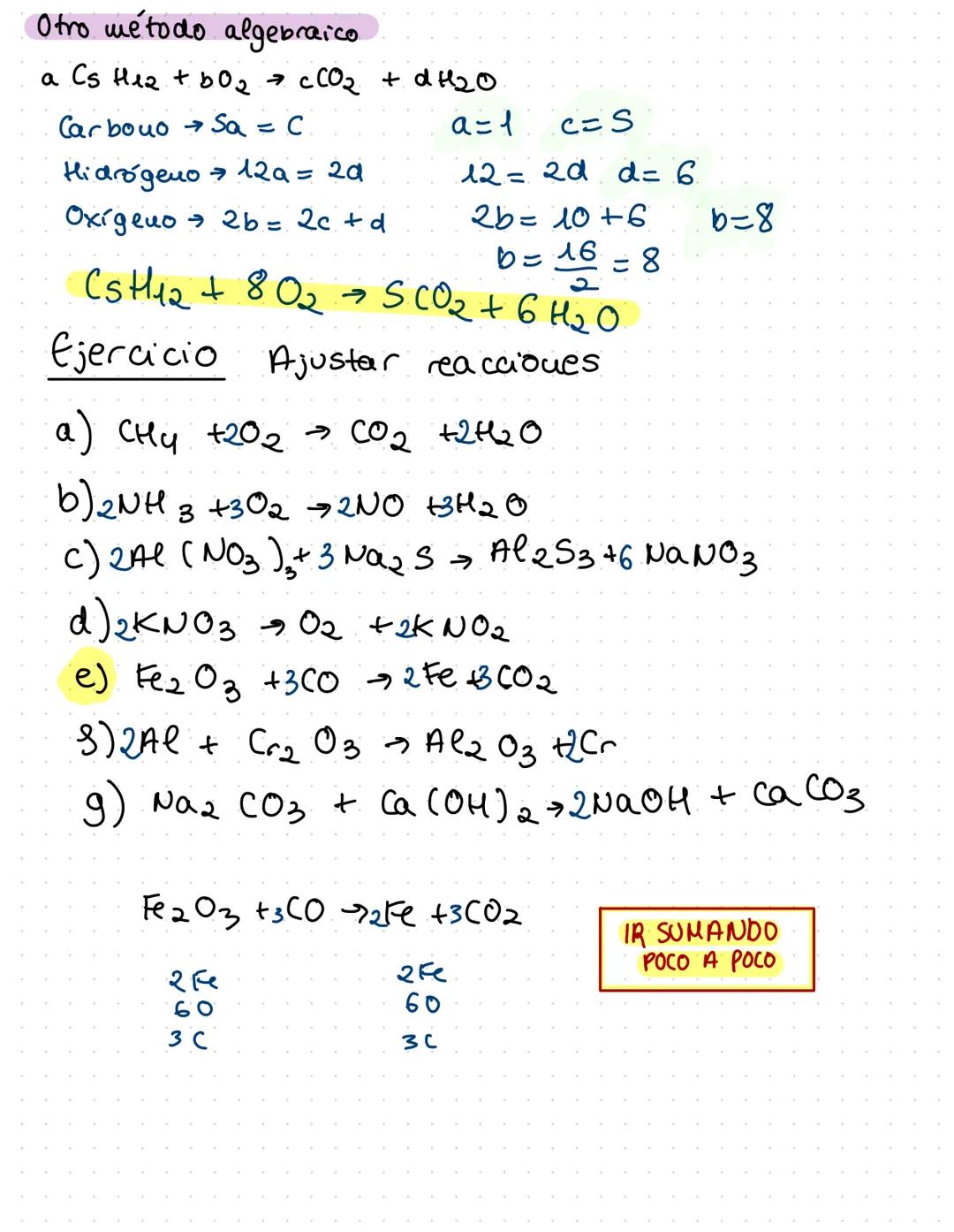 # química

I NEED SPACE # Tema 5 Reacciones.
Químicas
Pág 1

Tauteo para ajustar
Cu H10 + $\frac{13}{2}$ O2 → 4 CO2 + SH₂O

aco +H NO3 → CU 