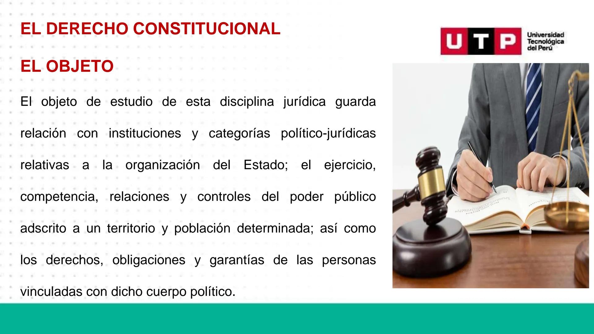 ## DERECHO CONSTITUCIONAL

MAG. José Tataje Espino

SESIÓN 1:

EL DERECHO CONSTITUCIONAL: CONCEPTO, OBJETO DE ESTUDIO, FINALIDAD
E IMPORTANC