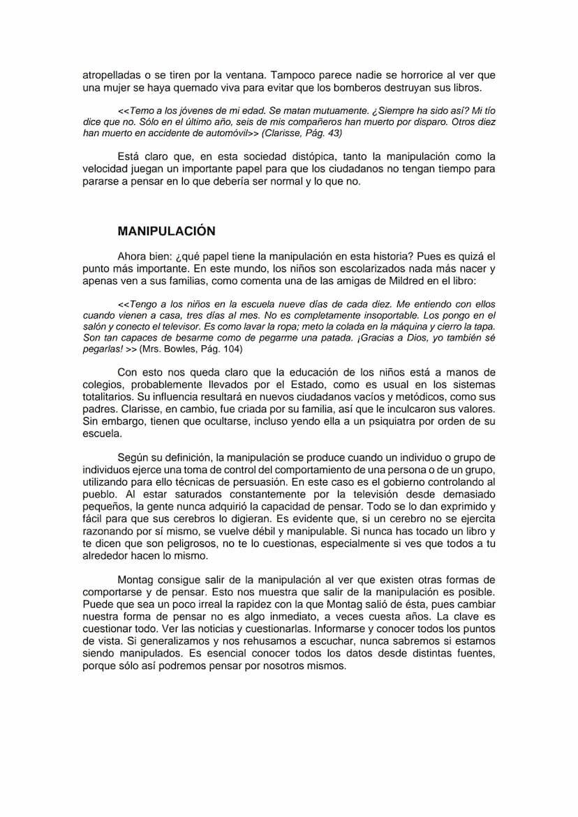 SÍNTESIS FAHRENHEIT 451
INTRODUCCIÓN
¿Imaginas un mundo en el cual esté prohibido leer? Tal vez a una persona ajena
a los libros crea que no