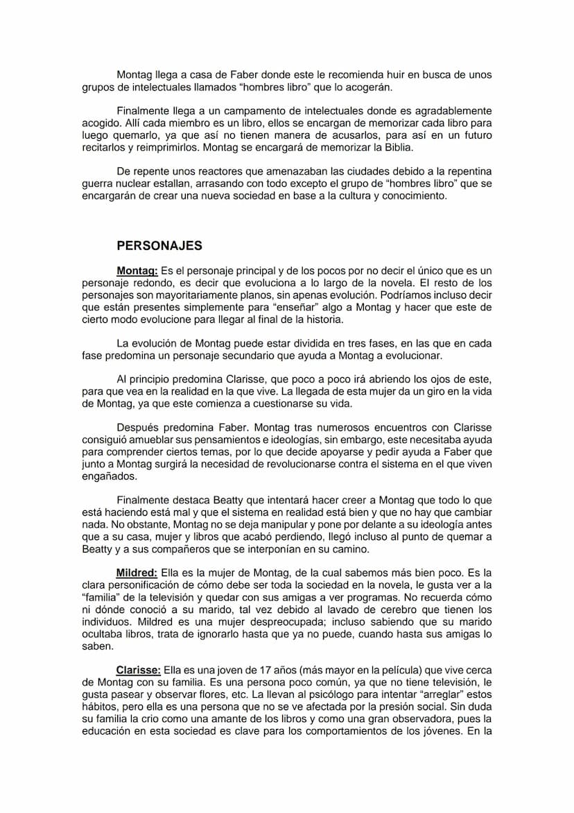 SÍNTESIS FAHRENHEIT 451
INTRODUCCIÓN
¿Imaginas un mundo en el cual esté prohibido leer? Tal vez a una persona ajena
a los libros crea que no