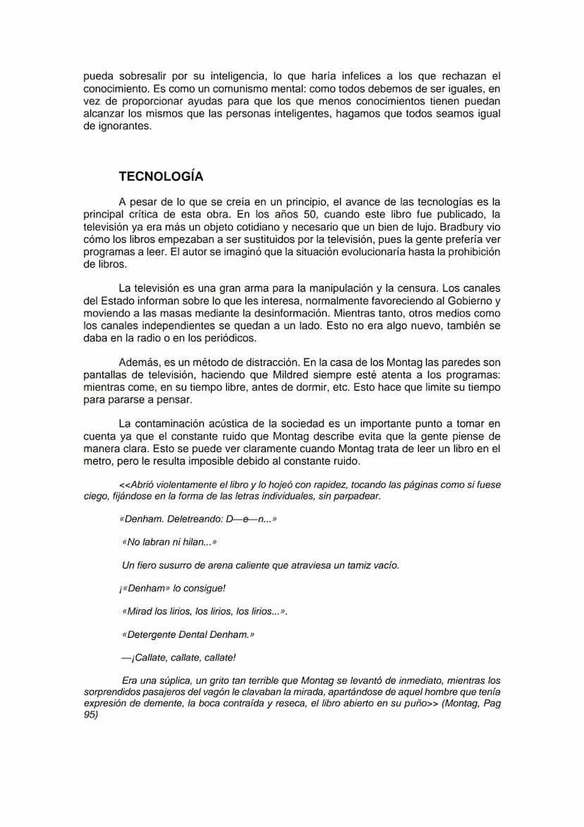 SÍNTESIS FAHRENHEIT 451
INTRODUCCIÓN
¿Imaginas un mundo en el cual esté prohibido leer? Tal vez a una persona ajena
a los libros crea que no