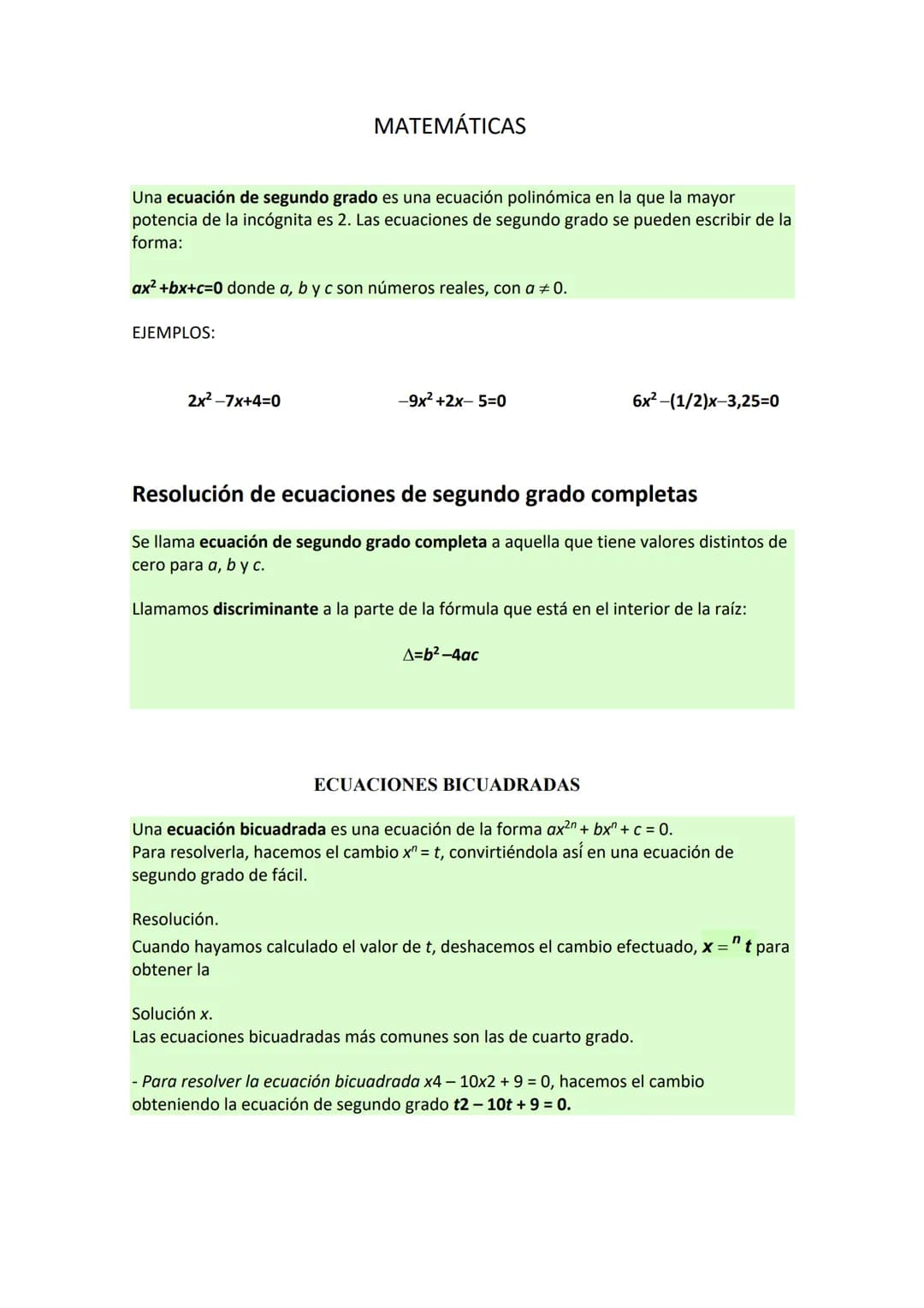 Una ecuación de segundo grado es una ecuación polinómica en la que la mayor
potencia de la incógnita es 2. Las ecuaciones de segundo grado s