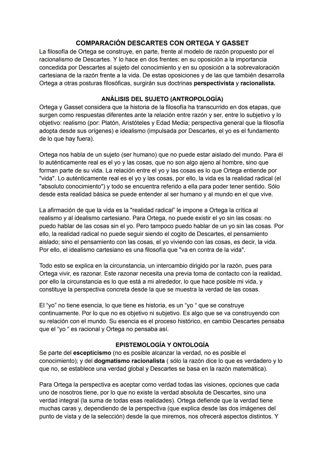 # COMPARACIÓN DESCARTES CON ORTEGA Y GASSET
La filosofía de Ortega se construye, en parte, frente al modelo de razón propuesto por el
racion