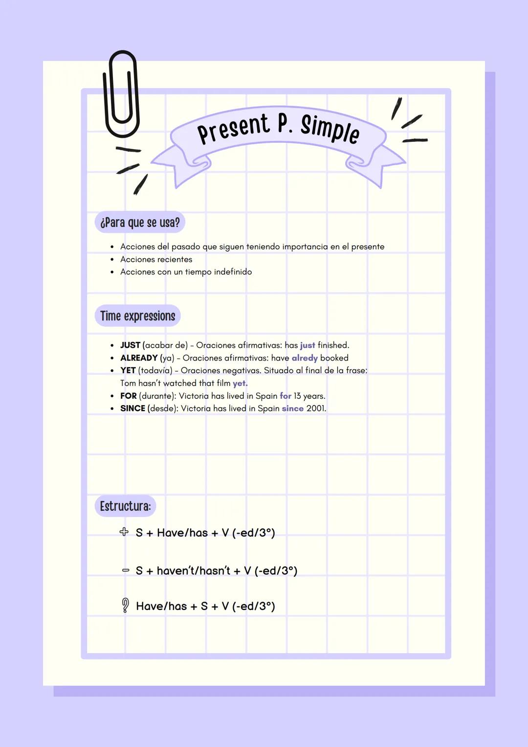 ## THE VERBAL TENSES ÍNDICE
PRESENTE
04 Present Simple
05 Present Continuous
06 Present Perfect Simple
07 Present Perfect Continuous
PASADO
