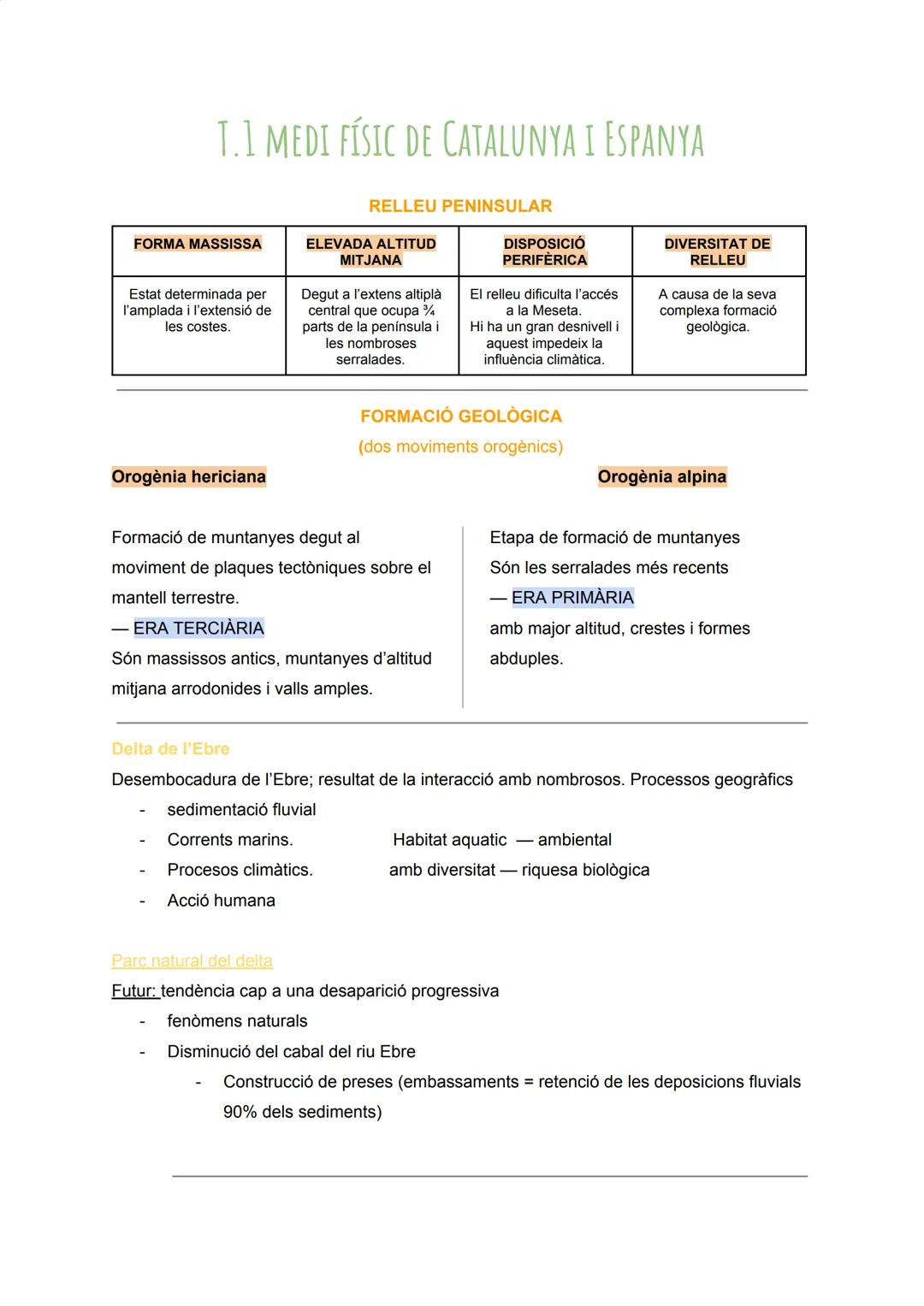 # T.1 MEDI FÍSIC DE CATALUNYA I ESPANYA

RELLEU PENINSULAR

| FORMA MASSISSA | ELEVADA ALTITUD MITJANA | DISPOSICIÓ PERIFÉRICA | DIVERSITAT 