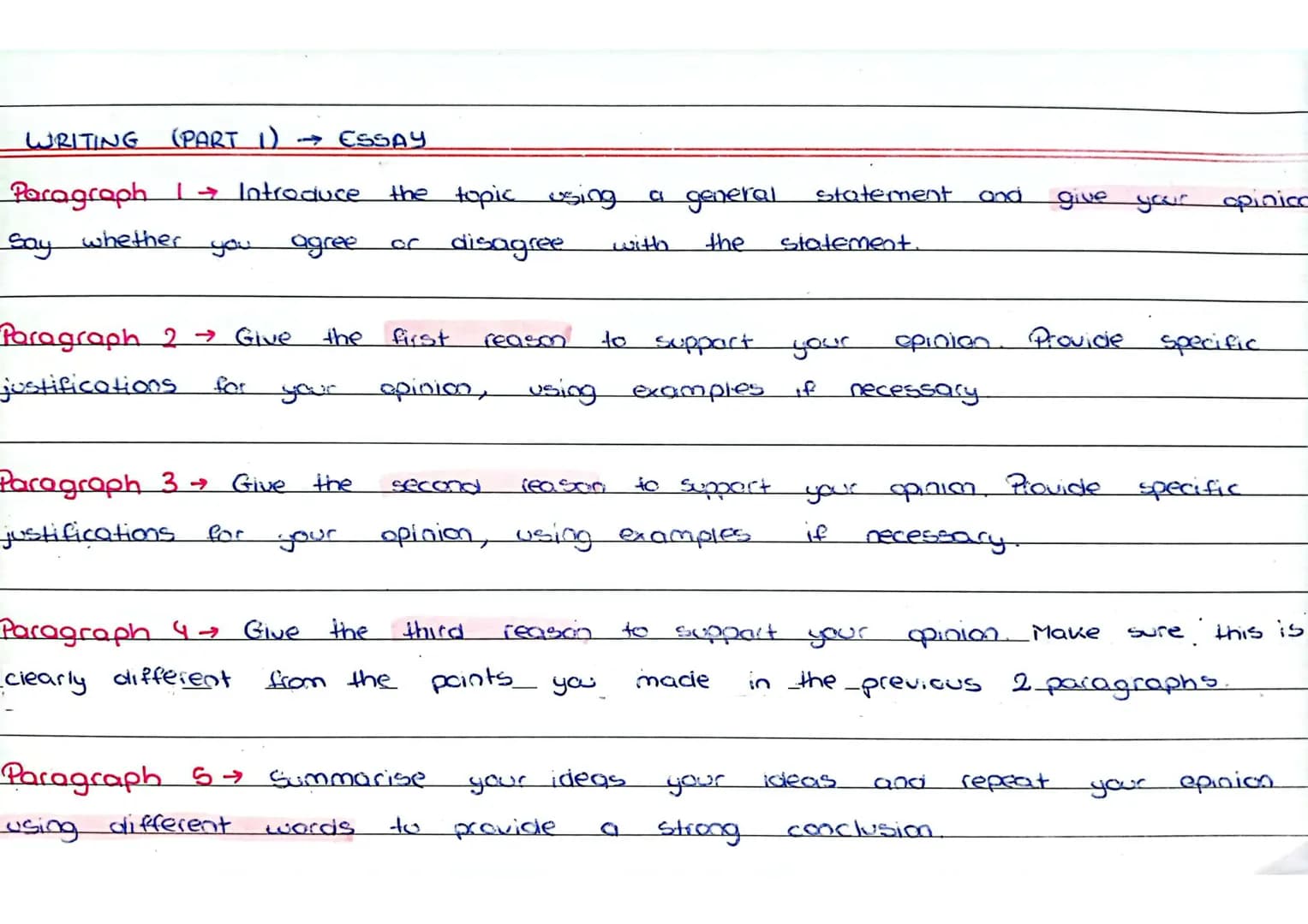 WRITING (PART 1) → ESSAY
Paragraph 1 → Introduce
Say whether
you agree
Paragraph 2 → Give
justifications
the
your
Paragraph 3 → Give the
jus