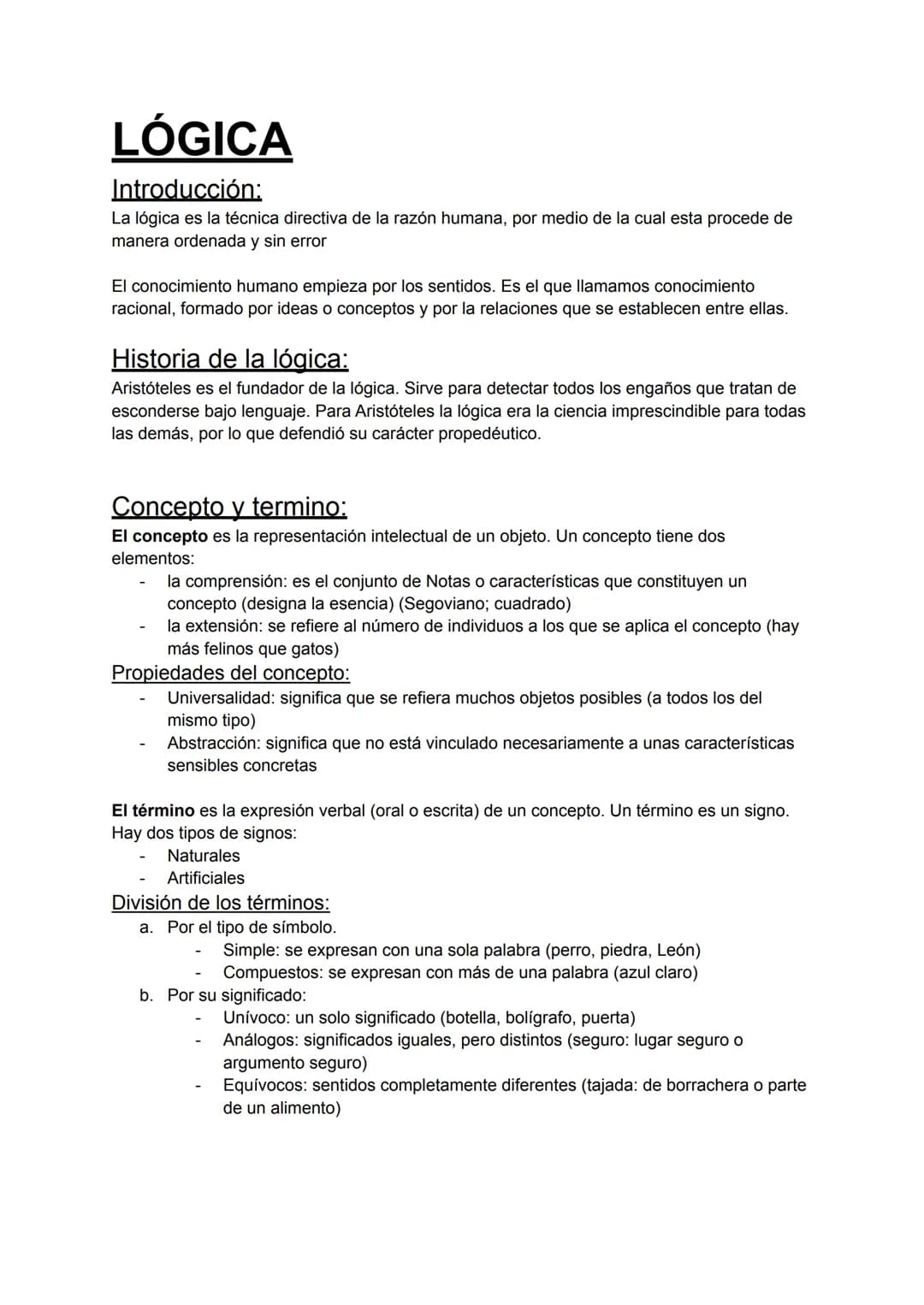 LÓGICA
Introducción:
La lógica es la técnica directiva de la razón humana, por medio de la cual esta procede de
manera ordenada y sin error
