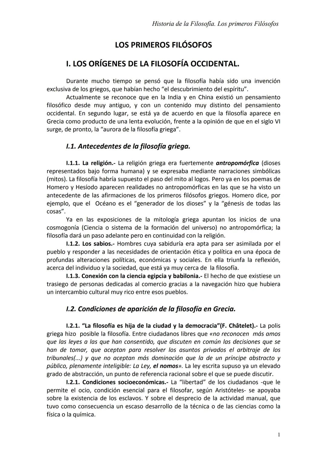 Los Primeros Filósofos Griegos: Historia y Conceptos