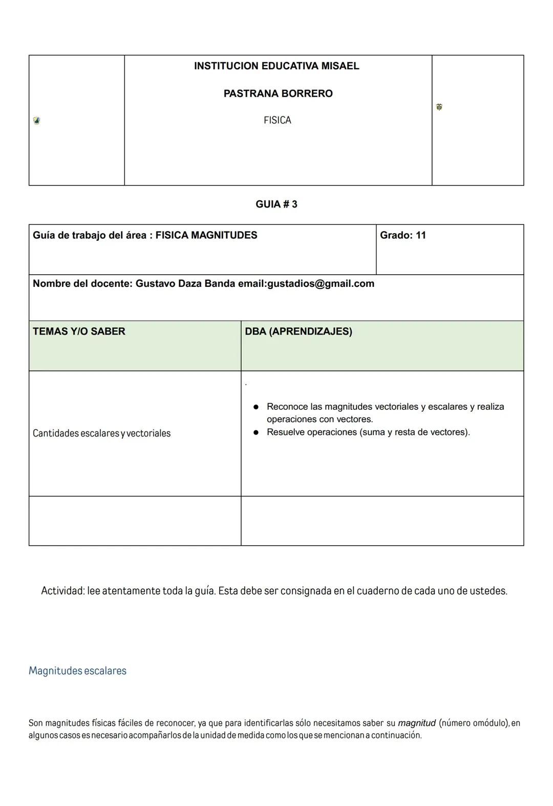 Características y representación de magnitudes vectoriales