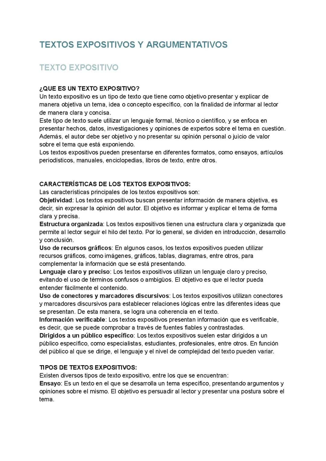 Textos expositivos y argumentativos y sus diferencias 