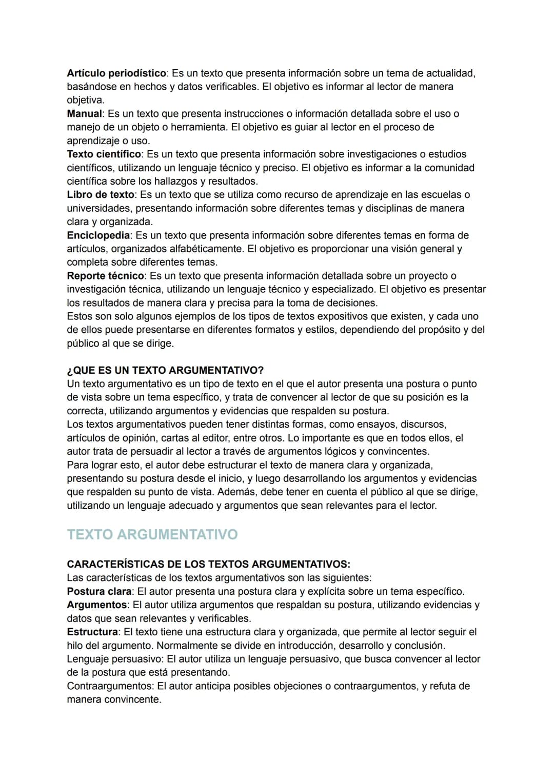 TEXTOS EXPOSITIVOS Y ARGUMENTATIVOS
TEXTO EXPOSITIVO
¿QUE ES UN TEXTO EXPOSITIVO?
Un texto expositivo es un tipo de texto que tiene como obj