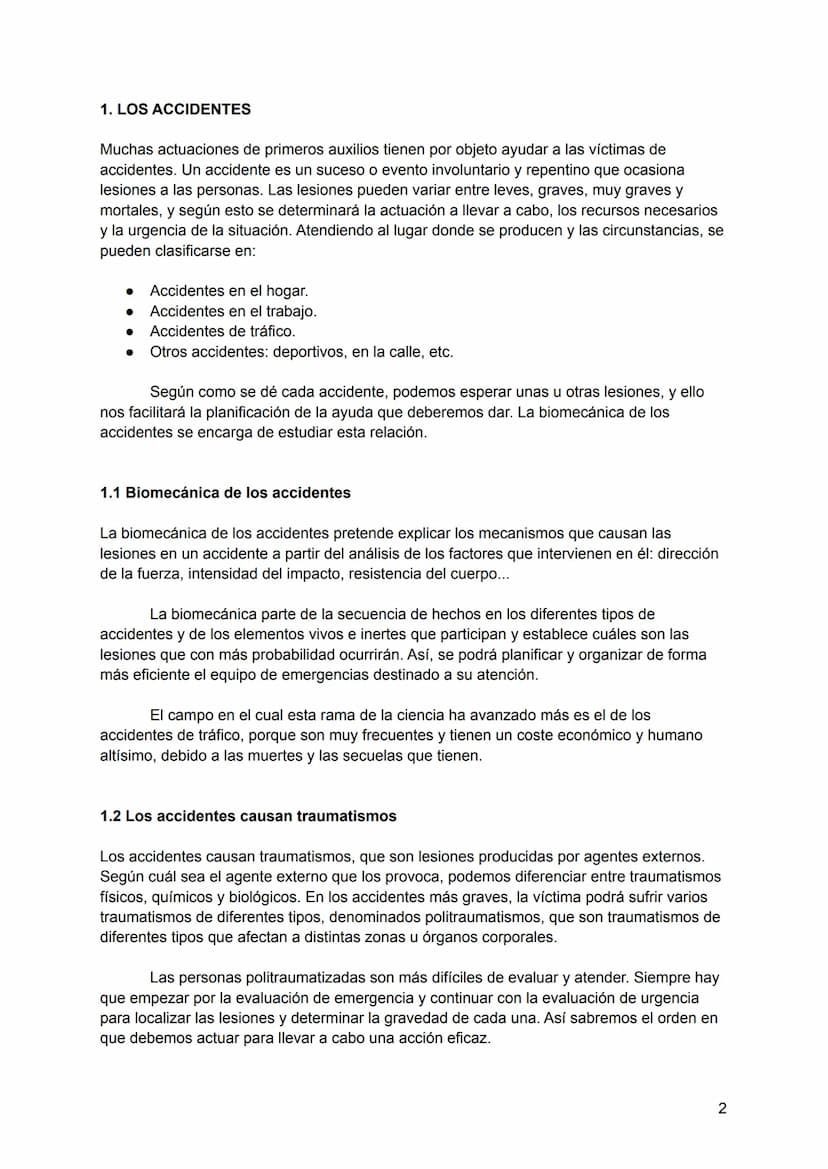 PRIMEROS AUXILIOS
UT 05
PRIMEROS AUXILIOS PARA LESIONES POR TRAUMATISMOS FÍSICOS
1. Los accidentes
1.1 Biomecánica de los accidentes
1.2 Los