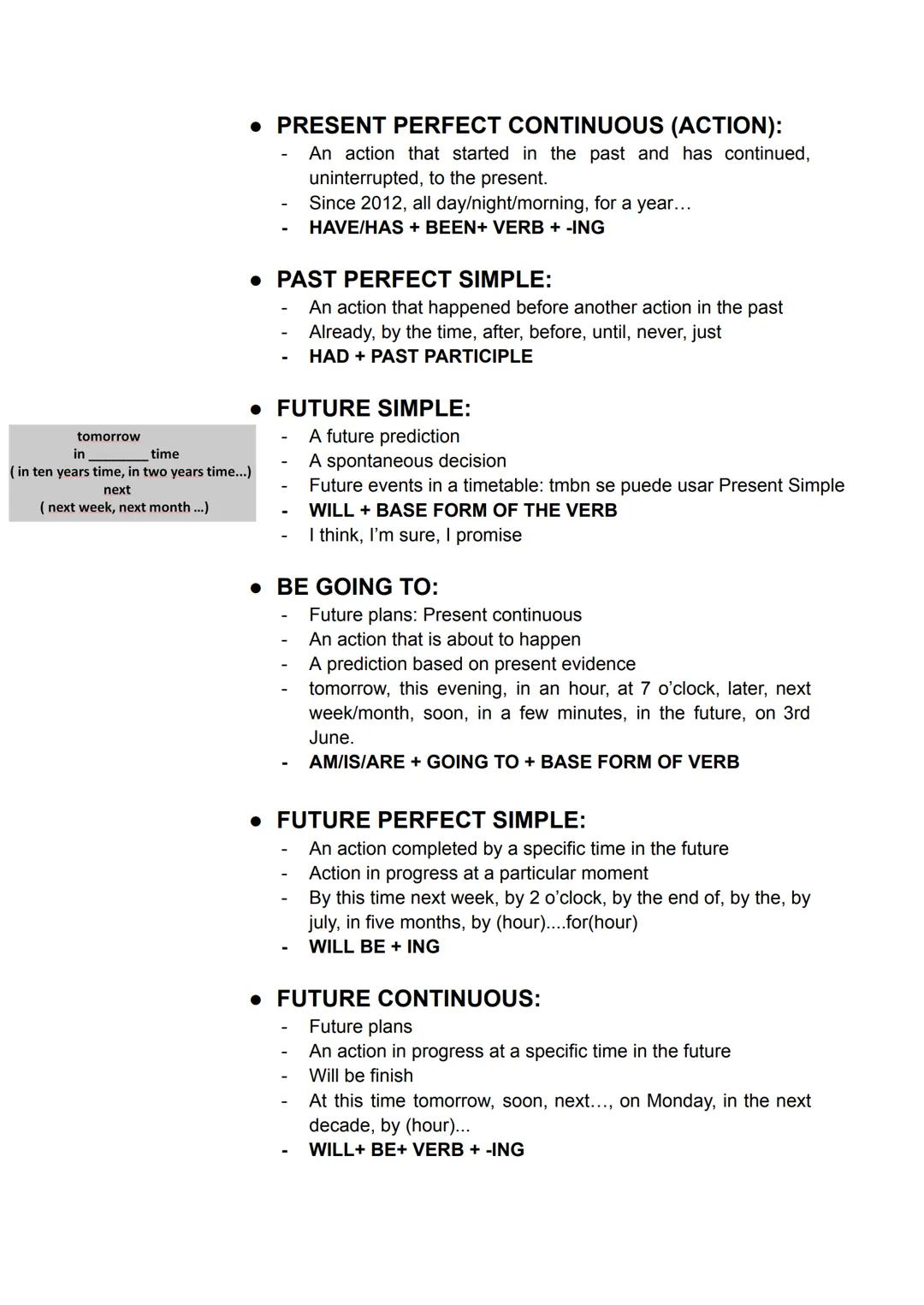 • VERB TENSES
always
usually
normally
every day
often
sometimes
hardly ever
never
once a week
twice a week....
now
right now
at the moment
i