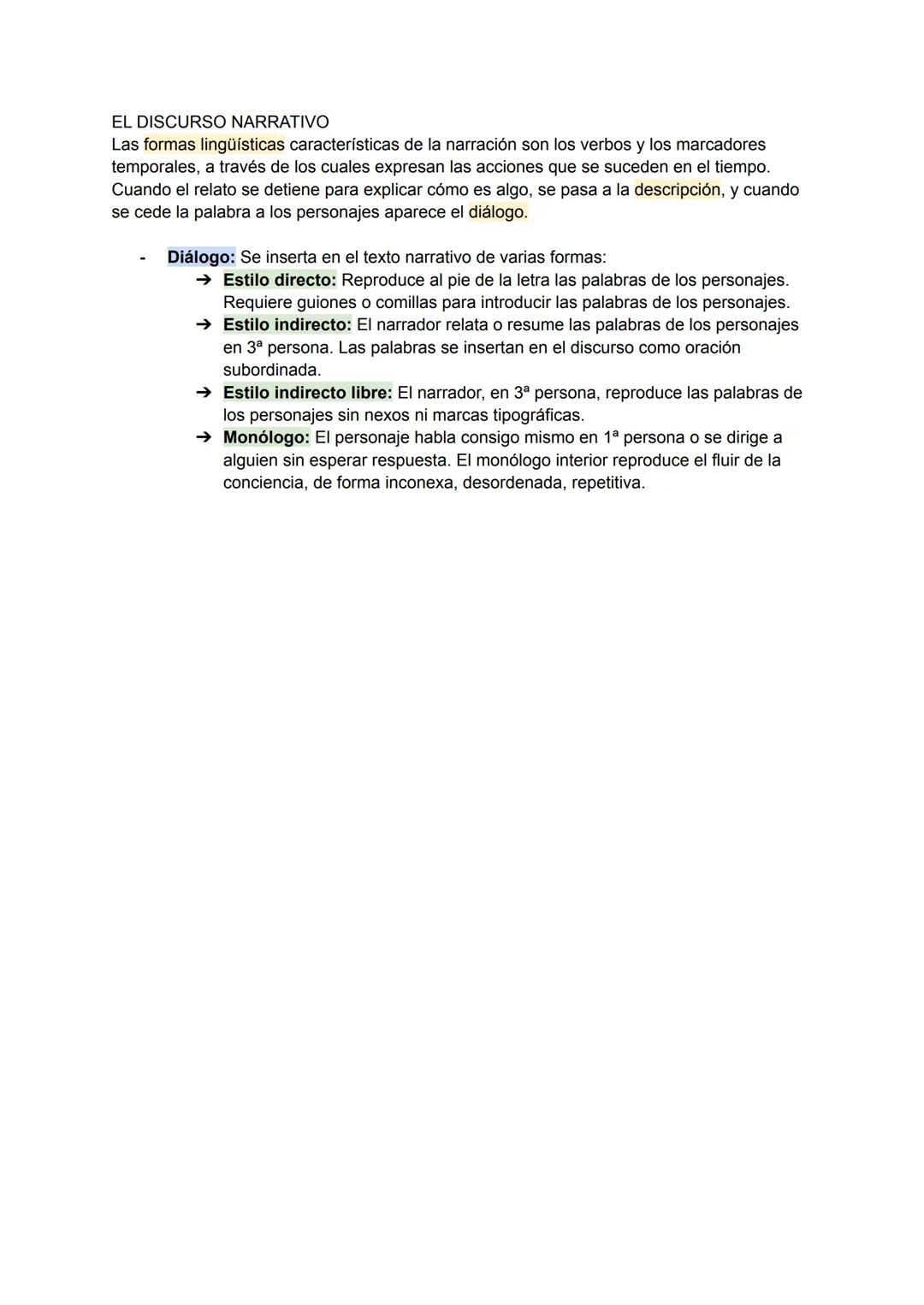 EL DISCURSO NARRATIVO
DISTANCIA NARRATIVA
Narración
Mayor presencia del narrador
Punto de vista externo (3ª persona)
Imitación
Mayor presenc