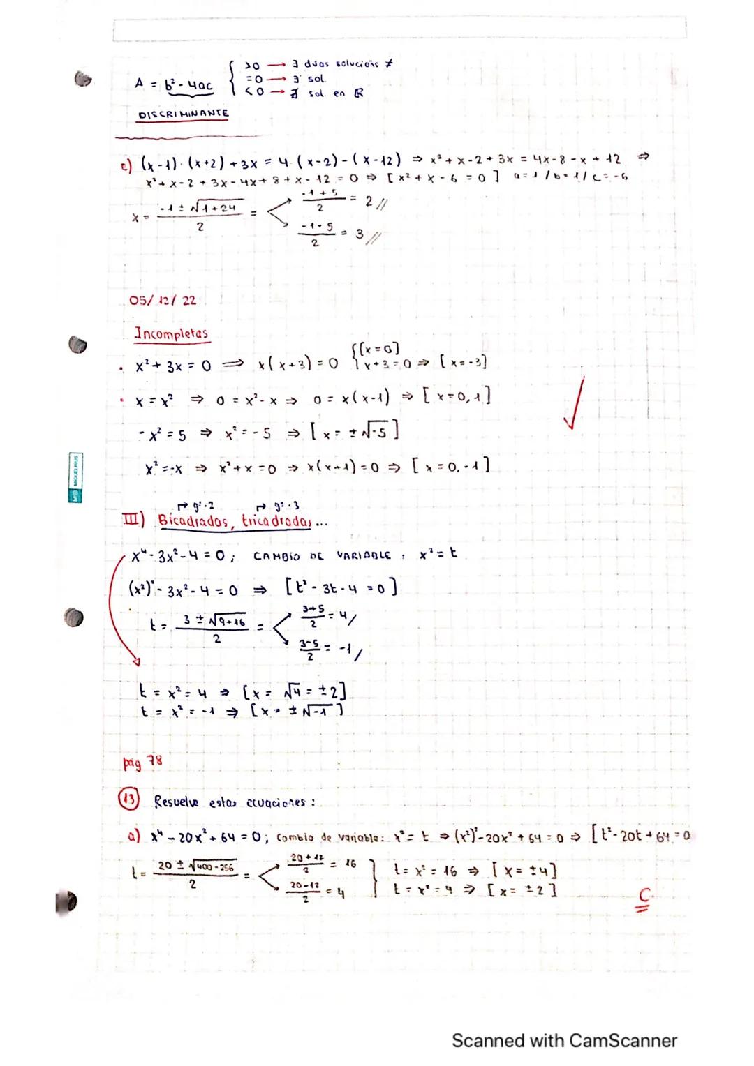 UNIDADE: 4. Ett
UNIDADE 4 ECUACIONS E INECUACIONS
Ecuacions
I)
grau (páx. 84-33 a. b.e, f).
a) 3 (x-2) - 12 = x- (2x+8) ⇒ 3x - 6-12 = x-2x -