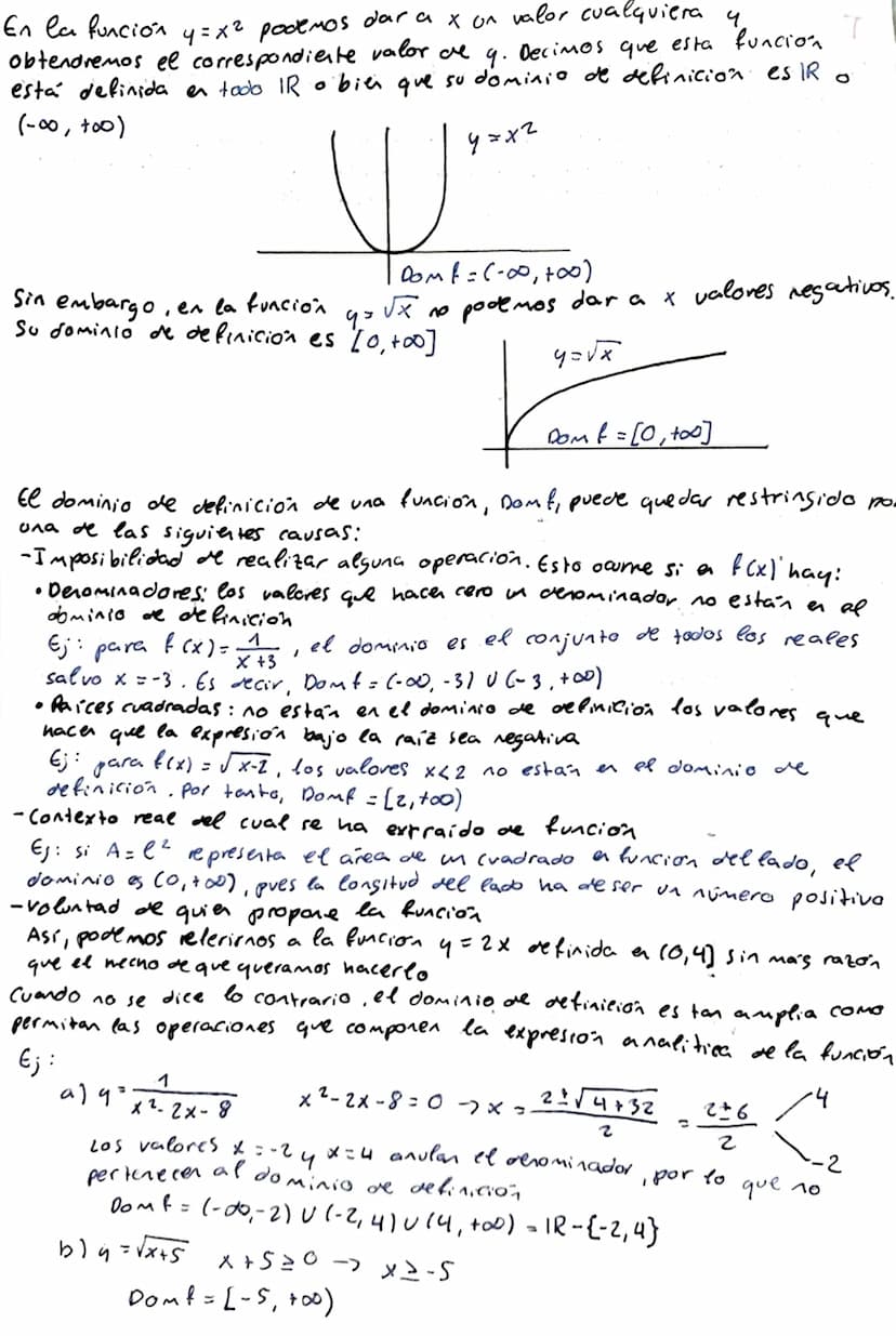 
<p>Las funciones matemáticas en 1º bachillerato se definen como una relación entre dos variables, generalmente denominadas x e y, donde x e