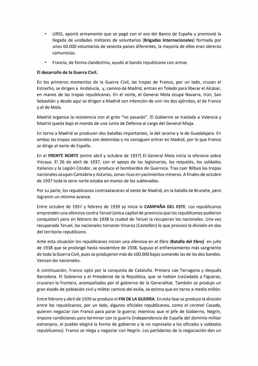 TEMA 7: LA GUERRA CIVIL ESPAÑOLA (1936-1939)
1.- LA SUBLEVACIÓN MILITAR. DESARROLLO DE LA GUERRA CIVIL, PRIMERAS ACCIONES E
INTERNACIONALIZA