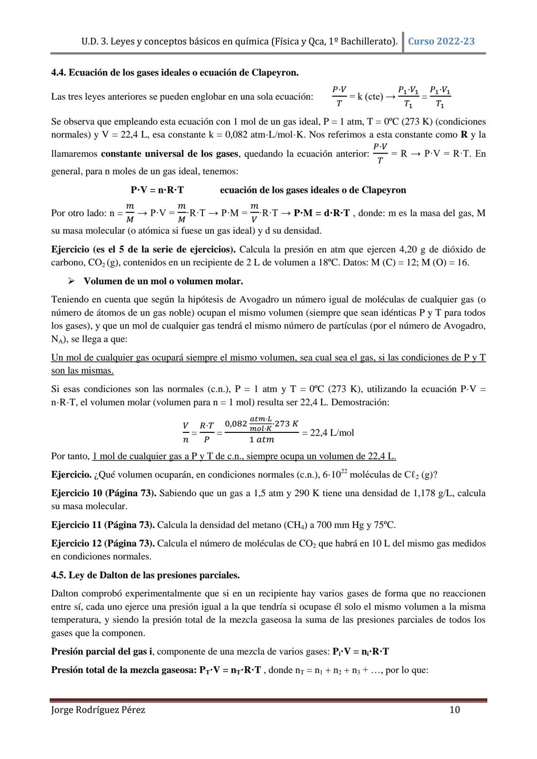 U.D. 3. Leyes y conceptos básicos en química (Física y Qca, 1º Bachillerato). Curso 2022-23

# TEMA 3: LEYES Y CONCEPTOS BÁSICOS EN QUÍMICA.