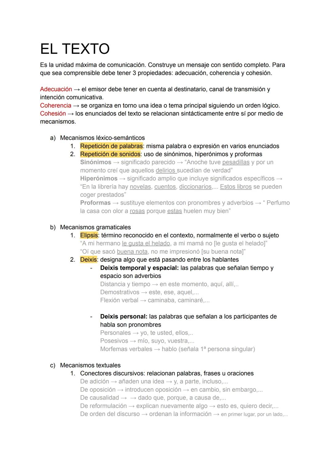 EL TEXTO
Es la unidad máxima de comunicación. Construye un mensaje con sentido completo. Para
que sea comprensible debe tener 3 propiedades: