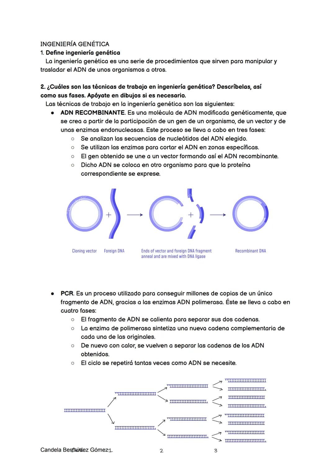 INGENIERÍA GENÉTICA
1. Define ingeniería genética
La ingeniería genética es una serie de procedimientos que sirven para manipular y
traslada